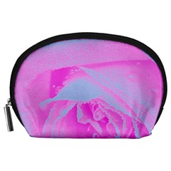 Perfect Hot Pink And Light Blue Rose Detail Accessory Pouch (large) by myrubiogarden