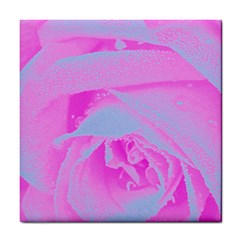 Perfect Hot Pink And Light Blue Rose Detail Tile Coasters by myrubiogarden