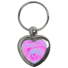 Perfect Hot Pink And Light Blue Rose Detail Key Chains (heart)  by myrubiogarden