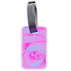 Perfect Hot Pink And Light Blue Rose Detail Luggage Tags (two Sides) by myrubiogarden