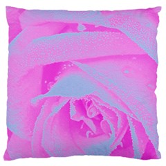 Perfect Hot Pink And Light Blue Rose Detail Large Flano Cushion Case (one Side) by myrubiogarden