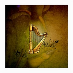 Wonderful Golden Harp On Vintage Background Medium Glasses Cloth by FantasyWorld7