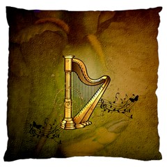 Wonderful Golden Harp On Vintage Background Standard Flano Cushion Case (one Side) by FantasyWorld7