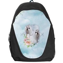 Cute Little Maltese With Flowers Backpack Bag