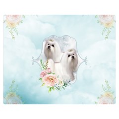 Cute Little Maltese With Flowers Double Sided Flano Blanket (medium)  by FantasyWorld7