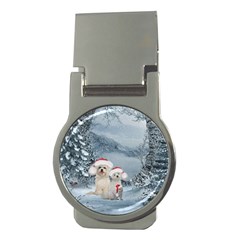 Christmas, Cute Dogs And Squirrel With Christmas Hat Money Clips (round)  by FantasyWorld7