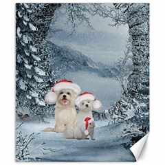 Christmas, Cute Dogs And Squirrel With Christmas Hat Canvas 8  X 10  by FantasyWorld7