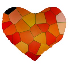 Background Pattern Orange Mosaic Large 19  Premium Heart Shape Cushions by Mariart