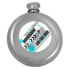 Green Geometric Abstract Round Hip Flask (5 Oz)