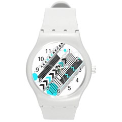 Green Geometric Abstract Round Plastic Sport Watch (m) by Mariart