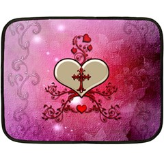 Wonderful Hearts With Floral Elements Double Sided Fleece Blanket (mini)  by FantasyWorld7