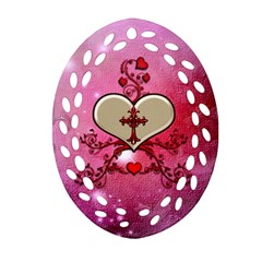 Wonderful Hearts With Floral Elements Ornament (oval Filigree) by FantasyWorld7