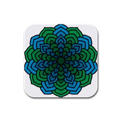 Green Blue Mandala Vector Rubber Square Coaster (4 Pack)  by Alisyart