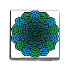 Green Blue Mandala Vector Memory Card Reader (square 5 Slot)