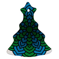 Green Blue Mandala Vector Ornament (christmas Tree) 