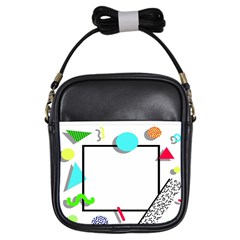 Abstract Geometric Triangle Dots Border Girls Sling Bag