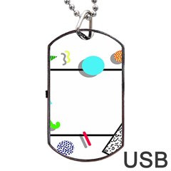 Abstract Geometric Triangle Dots Border Dog Tag Usb Flash (two Sides)