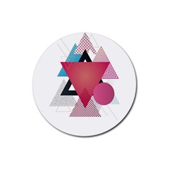 Geometric Line Patterns Rubber Round Coaster (4 pack) 