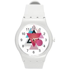 Geometric Line Patterns Round Plastic Sport Watch (m) by Mariart