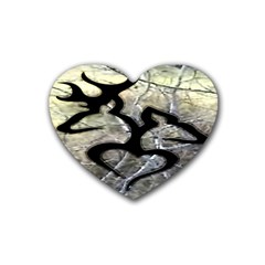 Black Love Browning Deer Camo Rubber Coaster (Heart) 