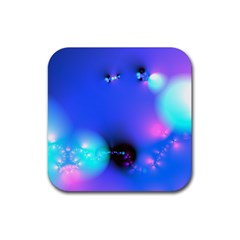 Love In Action, Pink, Purple, Blue Heartbeat Rubber Coaster (Square) 