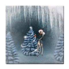 Christmas, Cute Giraffe With Bird Tile Coasters