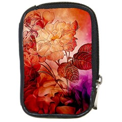 Flower Power, Colorful Floral Design Compact Camera Leather Case by FantasyWorld7