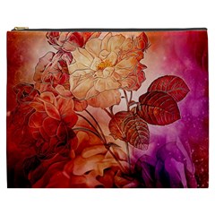 Flower Power, Colorful Floral Design Cosmetic Bag (xxxl) by FantasyWorld7