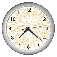Yellow Firework Transparent Wall Clock (silver) by Mariart