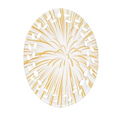 Yellow Firework Transparent Oval Filigree Ornament (two Sides)