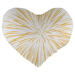 Yellow Firework Transparent Large 19  Premium Heart Shape Cushions by Mariart