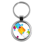 Colorful Abstract Geometric Squares Key Chains (Round)  Front