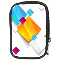 Colorful Abstract Geometric Squares Compact Camera Leather Case