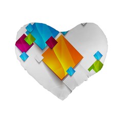 Colorful Abstract Geometric Squares Standard 16  Premium Flano Heart Shape Cushions by Alisyart