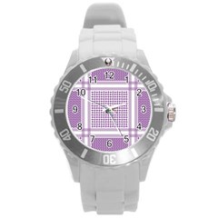 Purple Geometric Headdress Round Plastic Sport Watch (l) by Mariart