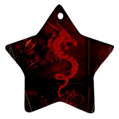 Wonderful Red Chinese Dragon Star Ornament (two Sides) by FantasyWorld7