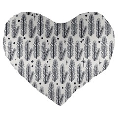 Christmas Pine Pattern Organic Hand Drawn Modern Black And White Large 19  Premium Heart Shape Cushions by genx