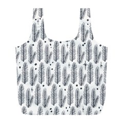 Christmas Pine Pattern Organic Hand Drawn Modern Black And White Full Print Recycle Bag (l) by genx