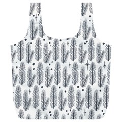 Christmas Pine Pattern Organic Hand Drawn Modern Black And White Full Print Recycle Bag (xl) by genx