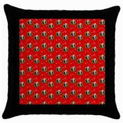 Trump Wrait Pattern Make Christmas Great Again Maga Funny Red Gift With Snowflakes And Trump Face Smiling Throw Pillow Case (black) by snek