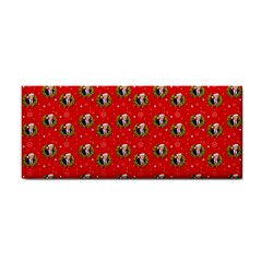 Trump Wrait Pattern Make Christmas Great Again Maga Funny Red Gift With Snowflakes And Trump Face Smiling Hand Towel by snek