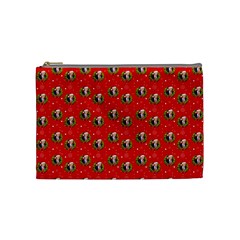 Trump Wrait Pattern Make Christmas Great Again Maga Funny Red Gift With Snowflakes And Trump Face Smiling Cosmetic Bag (medium) by snek