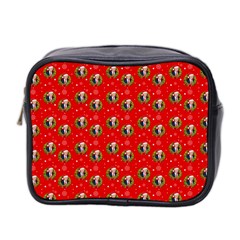 Trump Wrait Pattern Make Christmas Great Again Maga Funny Red Gift With Snowflakes And Trump Face Smiling Mini Toiletries Bag (two Sides) by snek