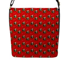 Trump Wrait Pattern Make Christmas Great Again Maga Funny Red Gift With Snowflakes And Trump Face Smiling Flap Closure Messenger Bag (l) by snek