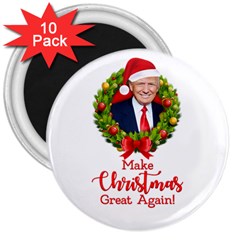 Make Christmas Great Again With Trump Face Maga 3  Magnets (10 Pack)  by snek