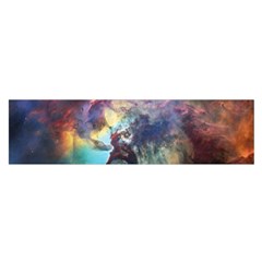 Lagoon Nebula Interstellar Cloud Pastel Pink, Turquoise And Yellow Stars Satin Scarf (oblong) by genx