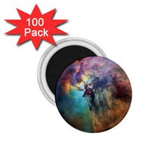 Lagoon Nebula Interstellar Cloud Pastel Pink, Turquoise And Yellow Stars 1 75  Magnets (100 Pack) 