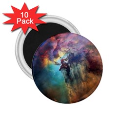 Lagoon Nebula Interstellar Cloud Pastel Pink, Turquoise And Yellow Stars 2 25  Magnets (10 Pack) 