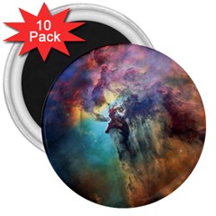 Lagoon Nebula Interstellar Cloud Pastel Pink, Turquoise And Yellow Stars 3  Magnets (10 Pack) 