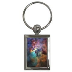 Lagoon Nebula Interstellar Cloud Pastel Pink, Turquoise And Yellow Stars Key Chains (rectangle) 